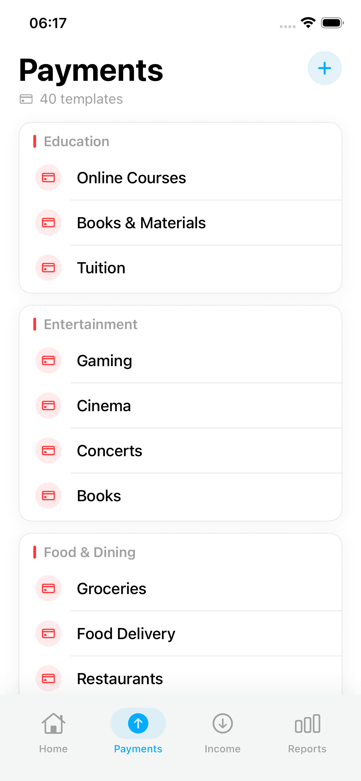 FinanceTable Payments